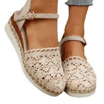 Damen Espadrilles mit Häkel-Optik