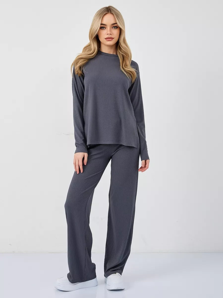 Damen Lässiges Strick-Set mit weitem Bein Fudus