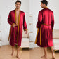 Herren Satin Morgenmantel Mit Schalkragen Taschen Bequem