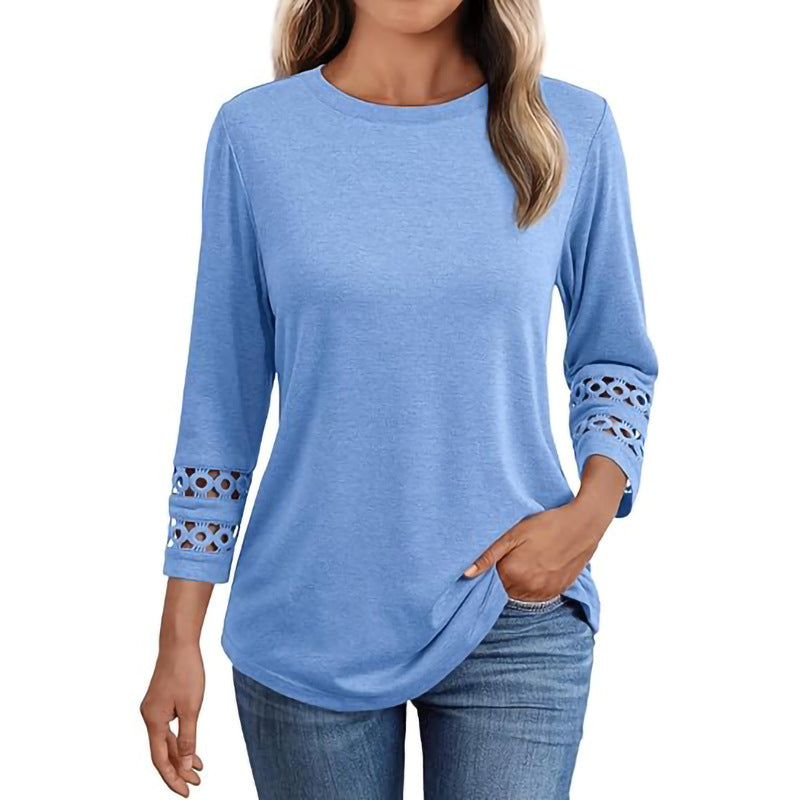 Damen Langarmshirt mit Spitzenärmeln Fudus