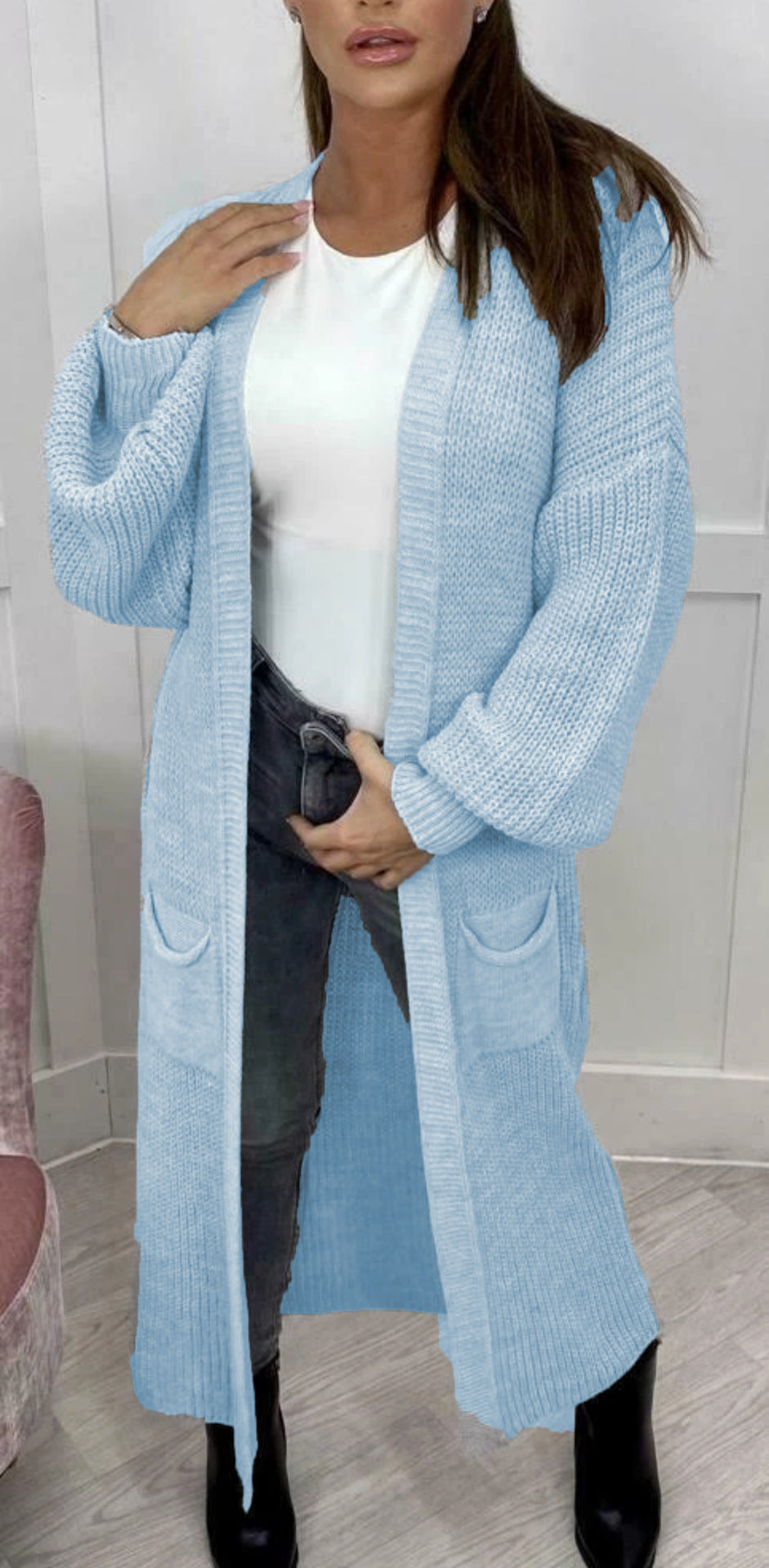 Damen Grobstrickcardigan mit lässiger Passform und langen Ärmeln Fudus