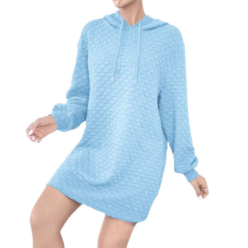 Damen Kapuzenkleid aus strukturiertem Material Fudus