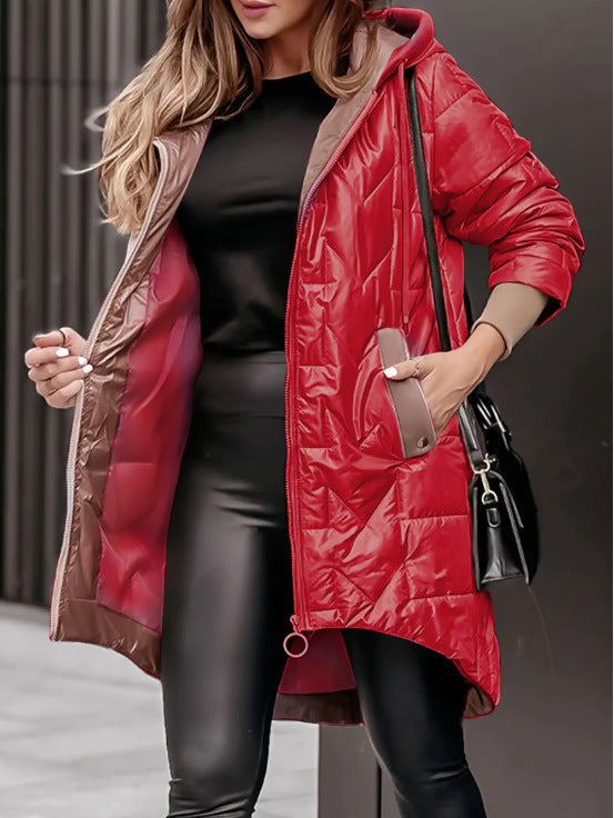 Damen Lässige Steppjacke mit hohem Kragen und praktischen Taschen Fudus