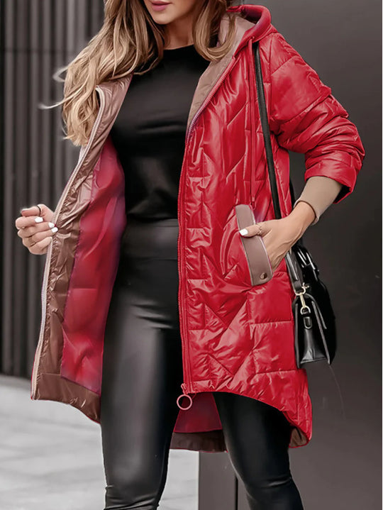 Damen Lässige Steppjacke mit hohem Kragen und praktischen Taschen Fudus