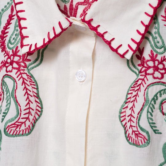 Damen Hemdbluse mit kunstvollen Stickereien Fudus