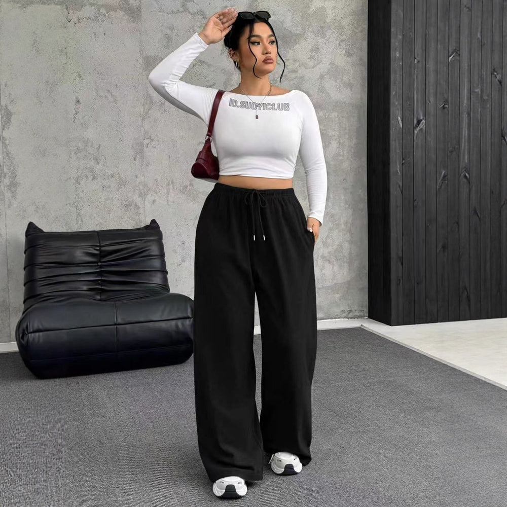 Damen lässige High-Waist Jogginghose Fudus