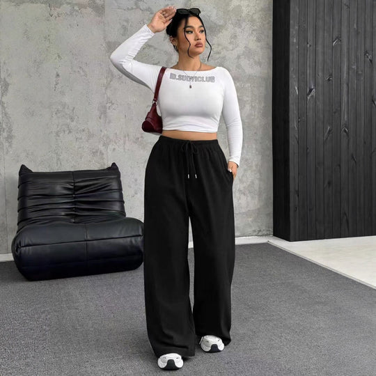 Damen lässige High-Waist Jogginghose Fudus