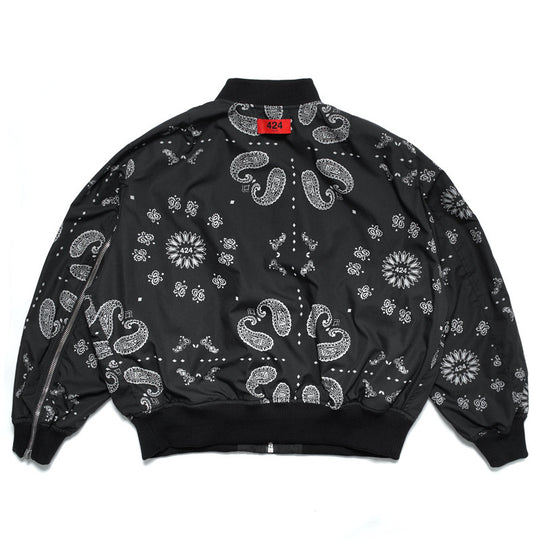 Damen lässige Bomberjacke im Bandana-Design mit elastischem Bündchen Fudus