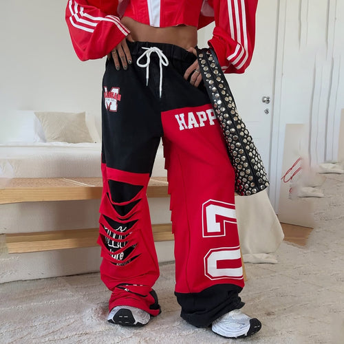 Damen lässige Cargohose mit einzigartigen Cut-Outs und auffälligen Details Fudus