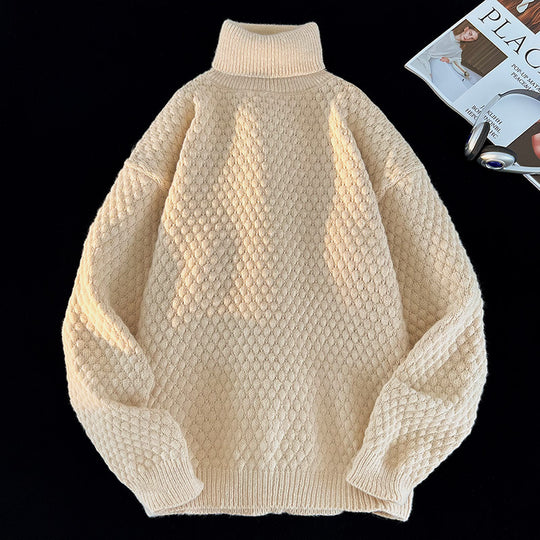 Damen Grobstrick Pullover mit hohem Kragen Fudus