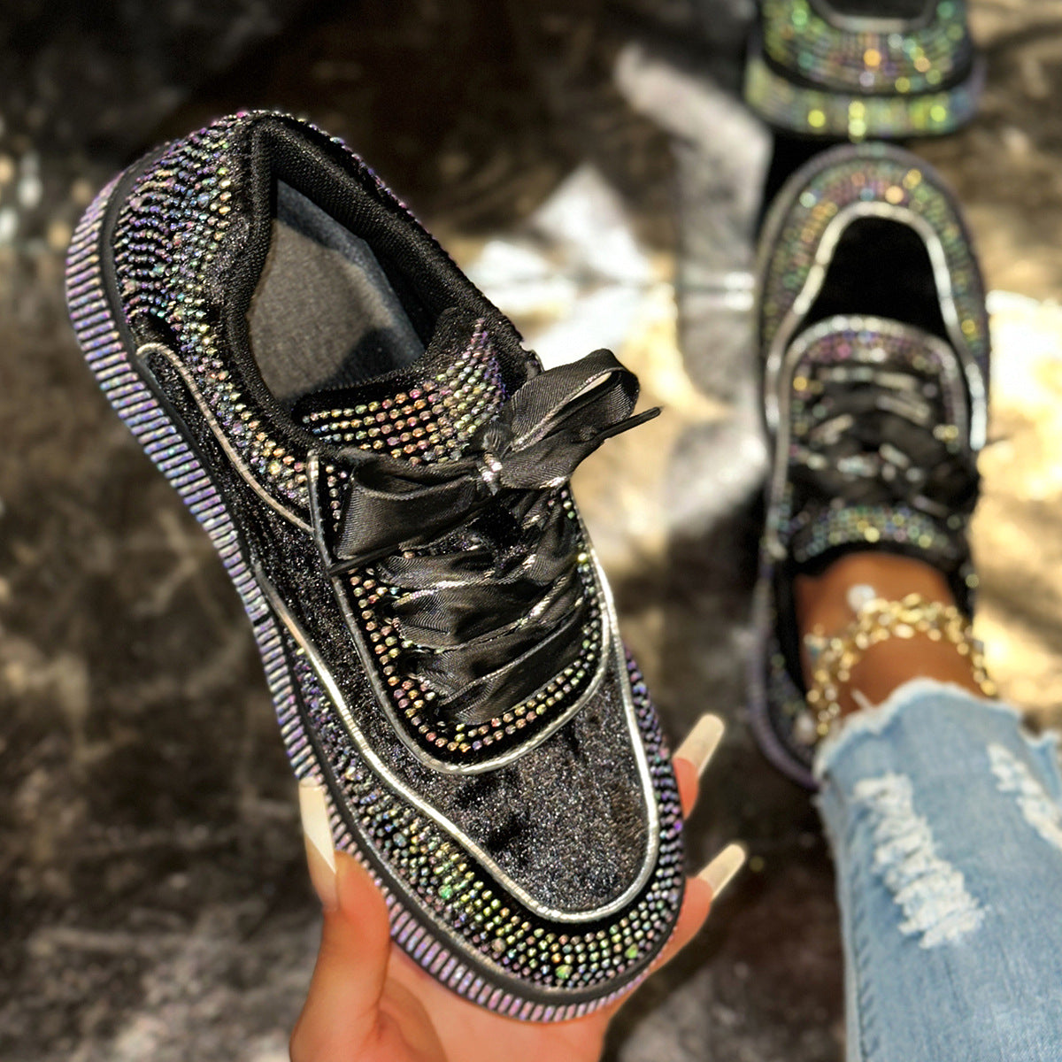 Damen Funkelnde Sneaker mit Glitzerakzenten Fudus