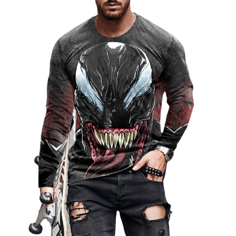 Herren Langarm T-Shirt mit künstlerischem Venom-Design Fudus