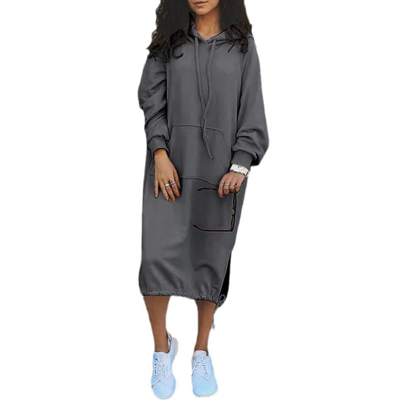 Damen Hoodie-Kleid mit lässiger Passform und praktischen Taschen Fudus