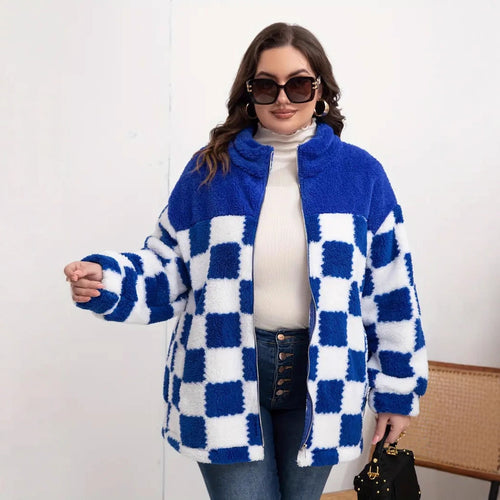 Damen Kuschelige Jacke mit Karomuster Fudus