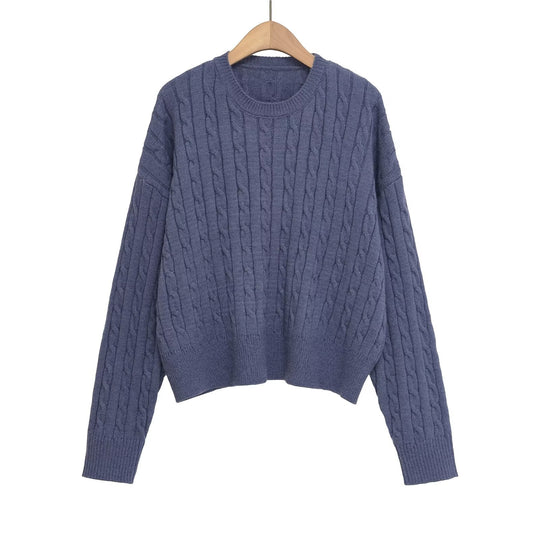 Damen Grobstrickpullover mit Zopfmuster Fudus