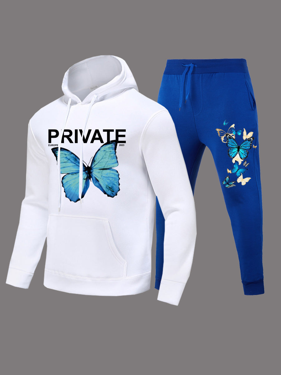 Damen Hoodie und Jogginghose Set mit einzigartigem Schmetterlingsdesign Fudus
