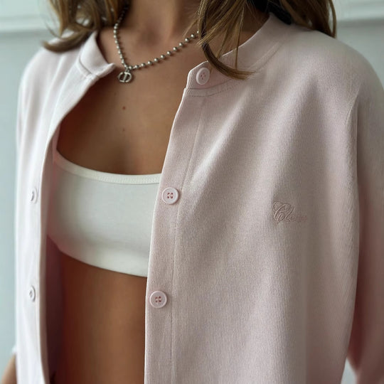 Damen lässige Strickjacke mit feinen Knopfdetails Fudus