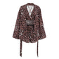 Damen Kimono-Morgenmantel mit Leopardenmuster und lockerer Passform