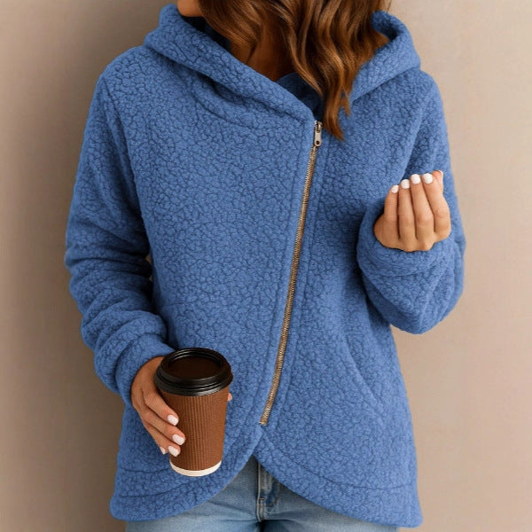 Damen Kuschelige Fleecejacke mit geometrischem Reißverschluss Fudus