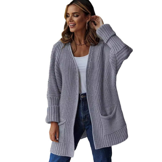 Damen Grobstrickcardigan mit praktischen Taschen und lässigem Schnitt Fudus