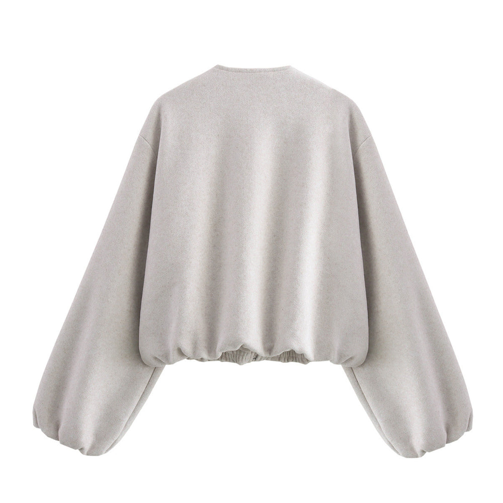 Damen lässige Oversize-Jacke mit elastischem Bund und praktischen Taschen Fudus