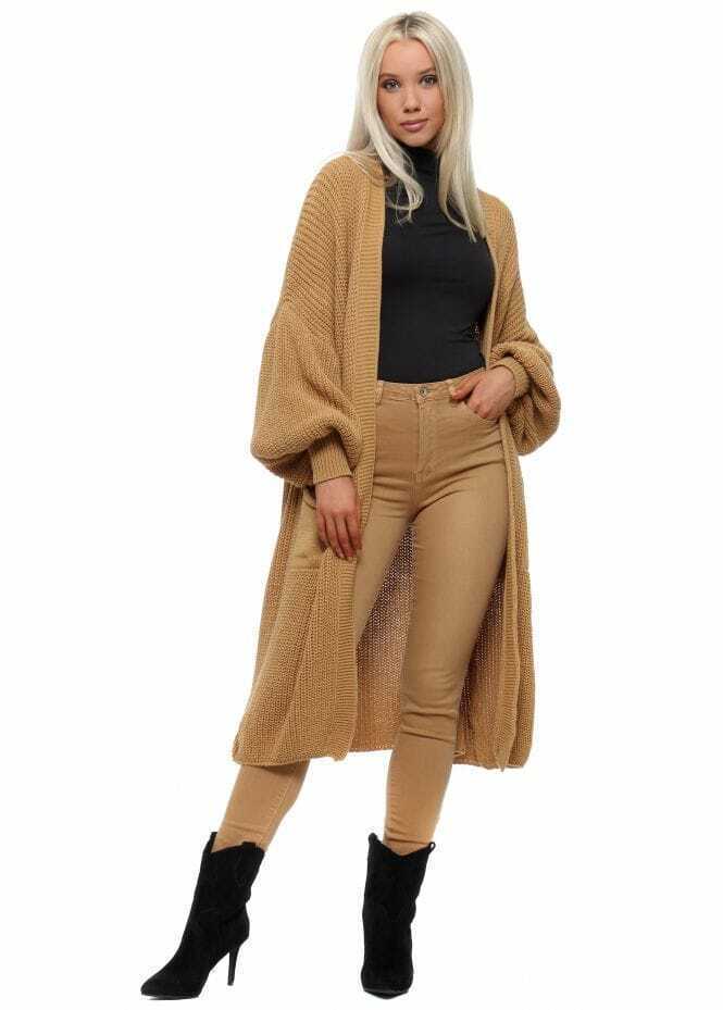 Damen Langstrickjacke mit grober Maschenstruktur und praktischen Taschen Fudus