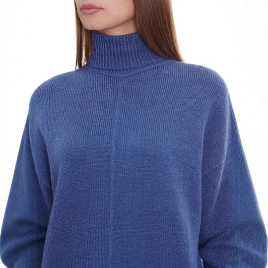 Damen Grobstrickpullover mit hohem Kragen und lässigem Schnitt Fudus