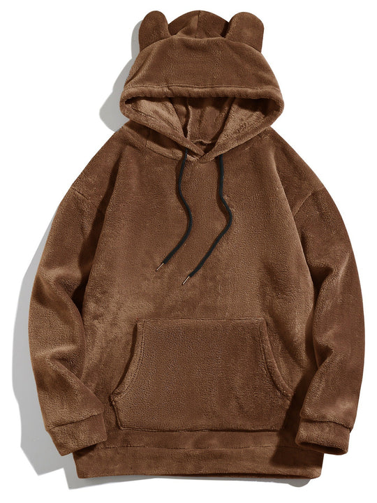 Damen kuscheliger Fleece-Hoodie mit Ohren Fudus