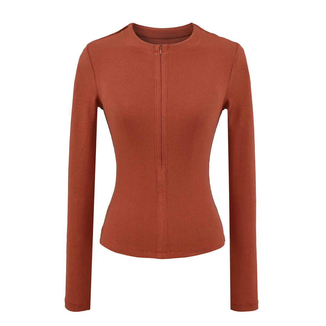 Damen langärmliges Zipper-Oberteil Fudus