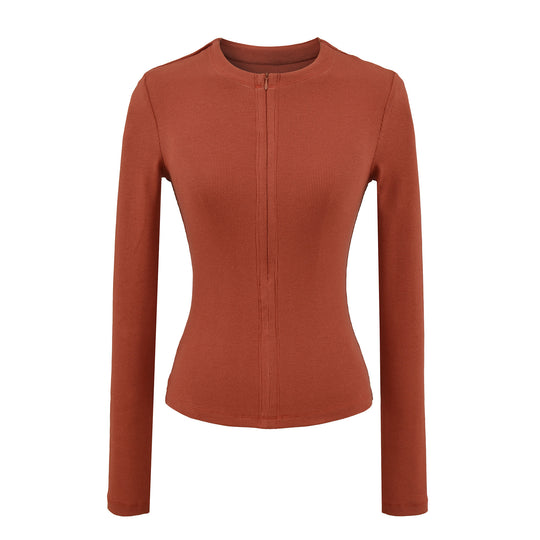 Damen langärmliges Zipper-Oberteil Fudus