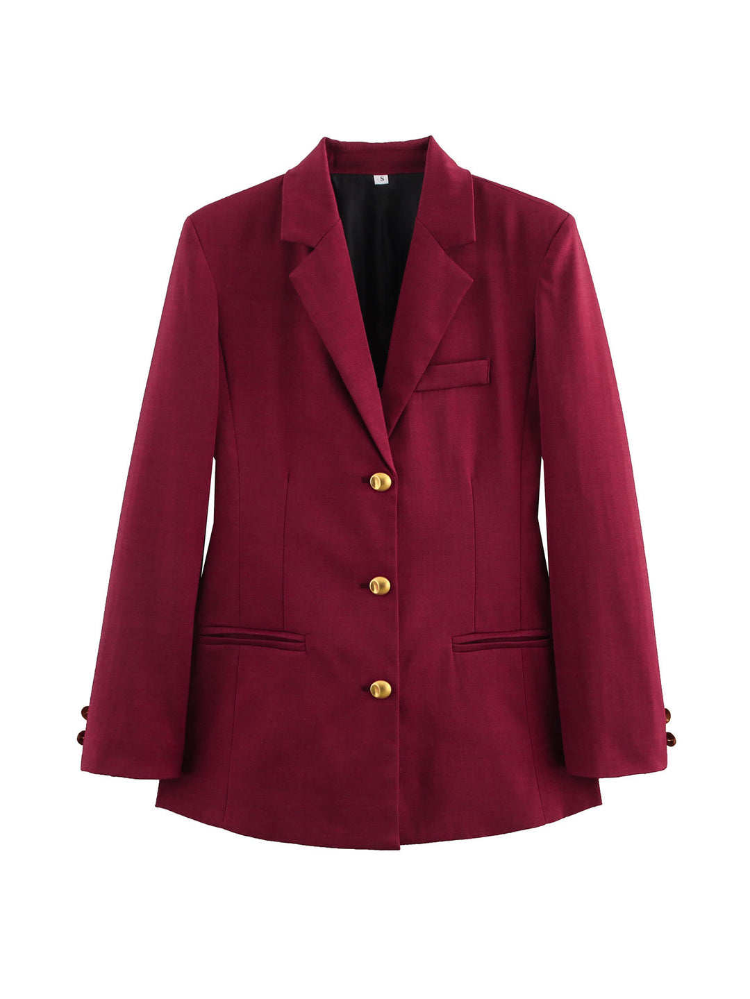 Damen karierten Blazer mit goldenen Knöpfen und praktischen Taschen Fudus