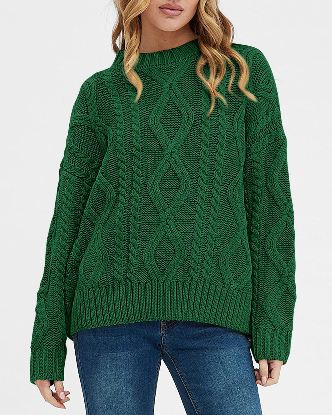 Damen Grobstrickpullover mit Wellenmuster und weitem Schnitt Fudus