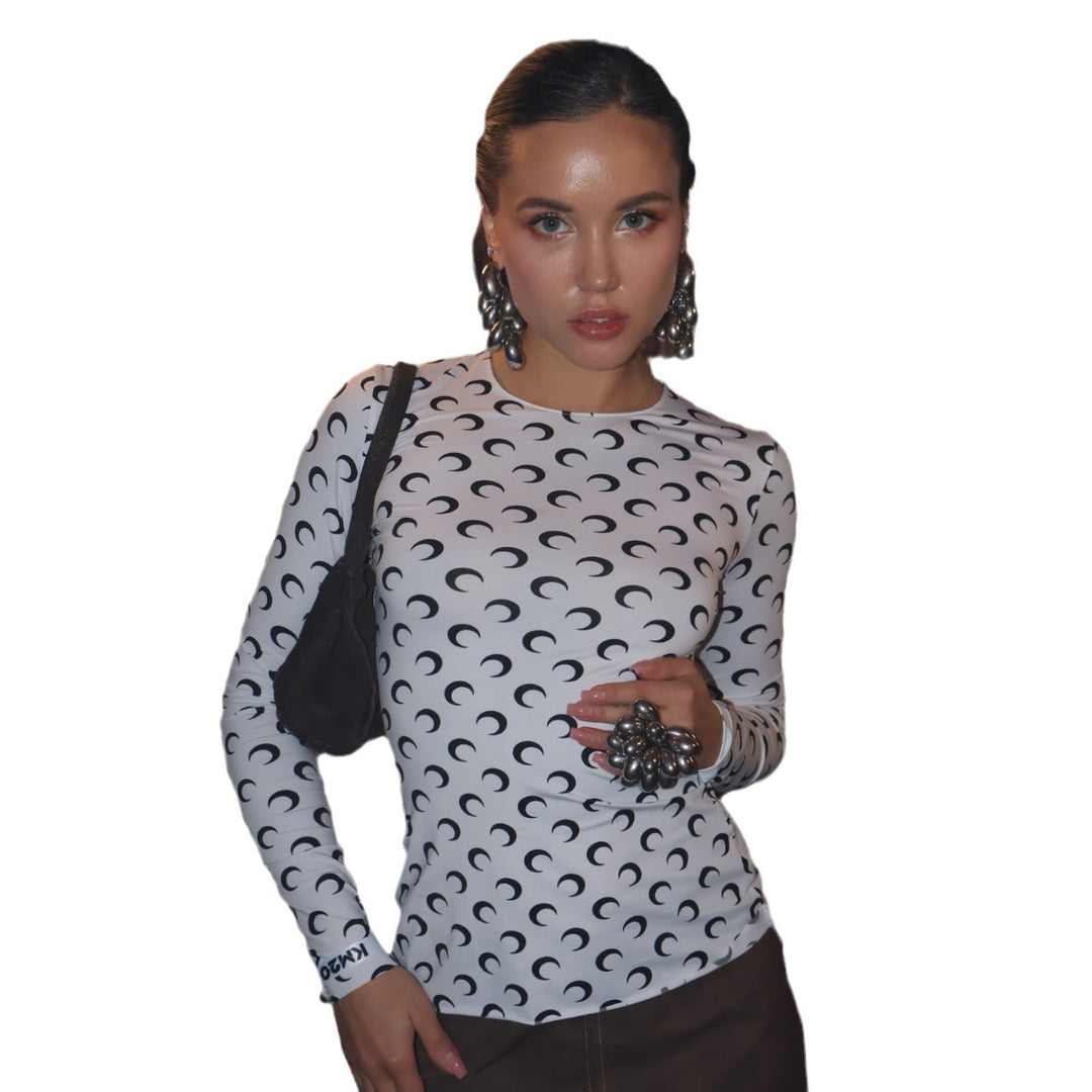 Damen Langarmshirt mit modernem Mondmotiv Fudus