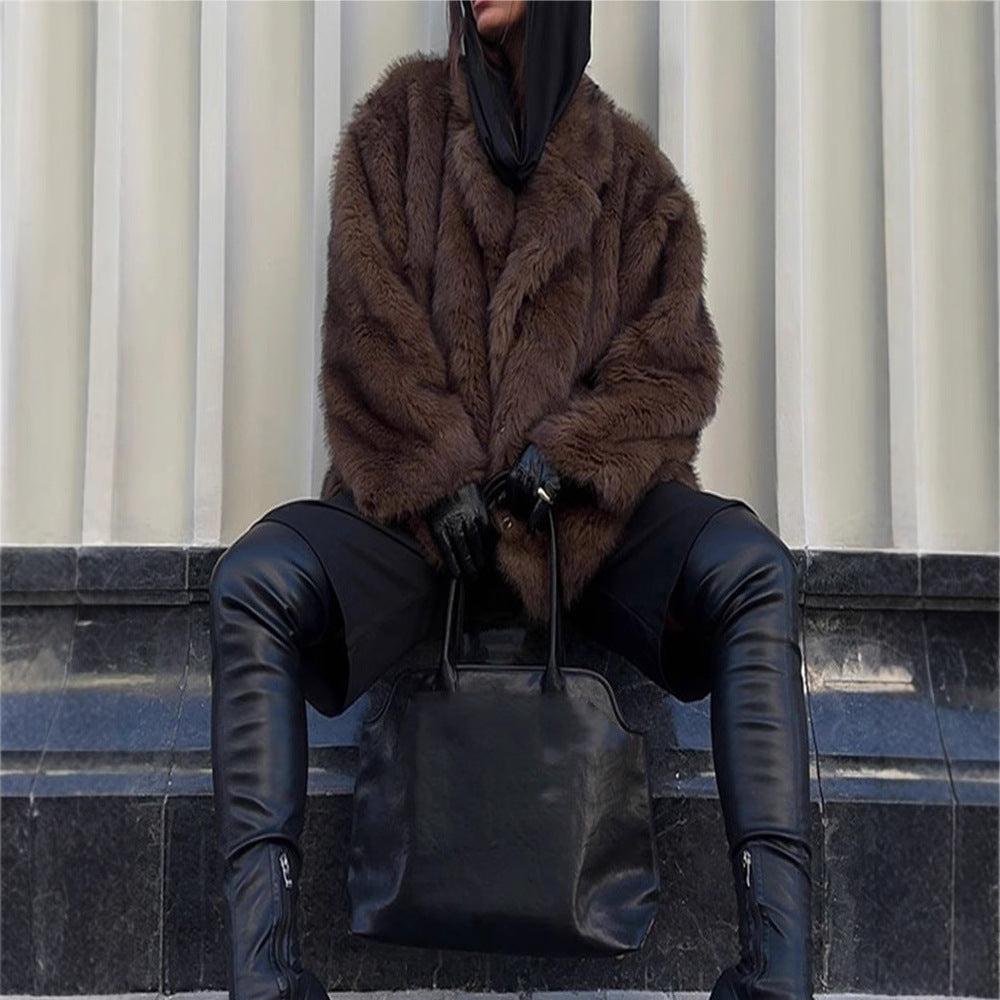 Damen Kunstfelljacke im oversized Design mit lässigem Schnitt Fudus