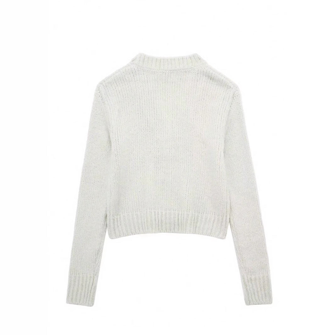 Damen kuschelige Strickjacke mit tiefem V-Ausschnitt und praktischen Taschen Fudus