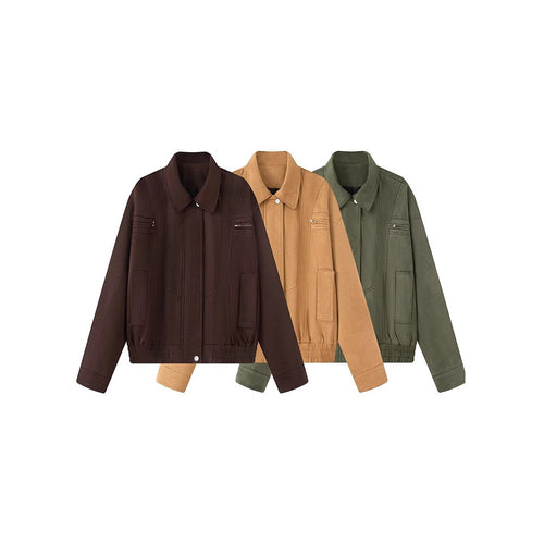 Damen lässige Freizeitjacke mit hohem Kragen und praktischen Taschen Fudus