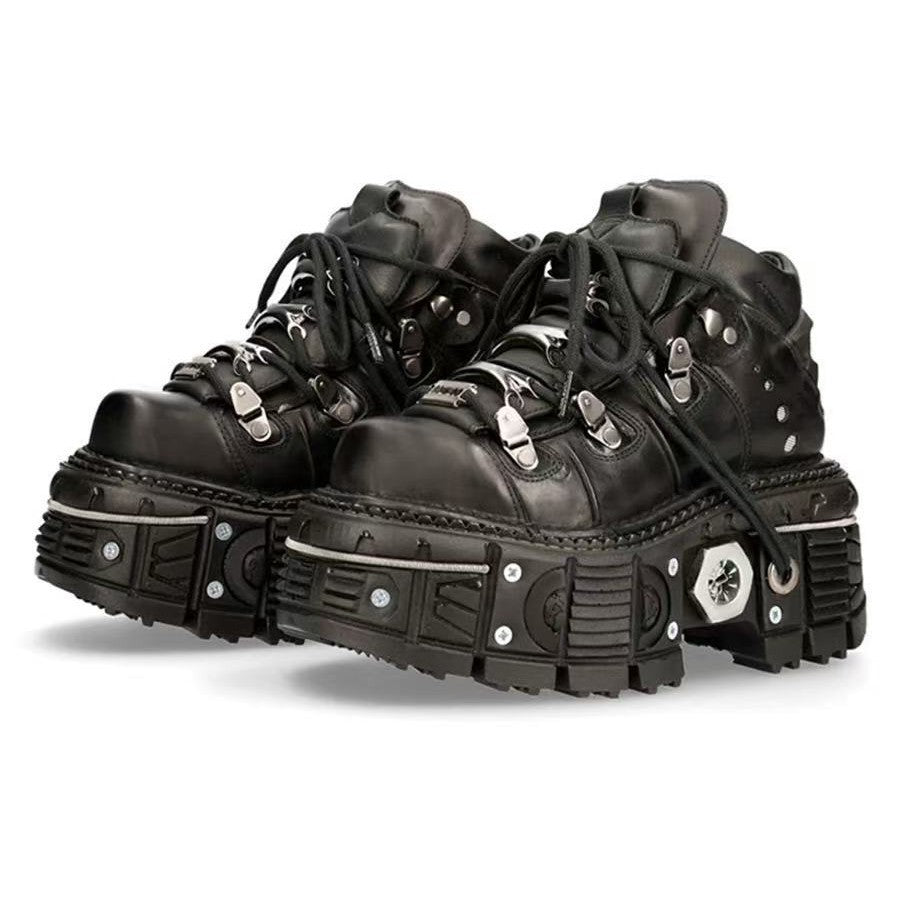 Damen Stiefel High Top Robust Gummisohle Leder Ergonomisch