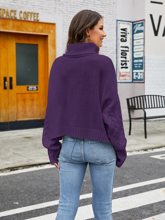 Damen Grobstrickpullover mit hohem Kragen Fudus