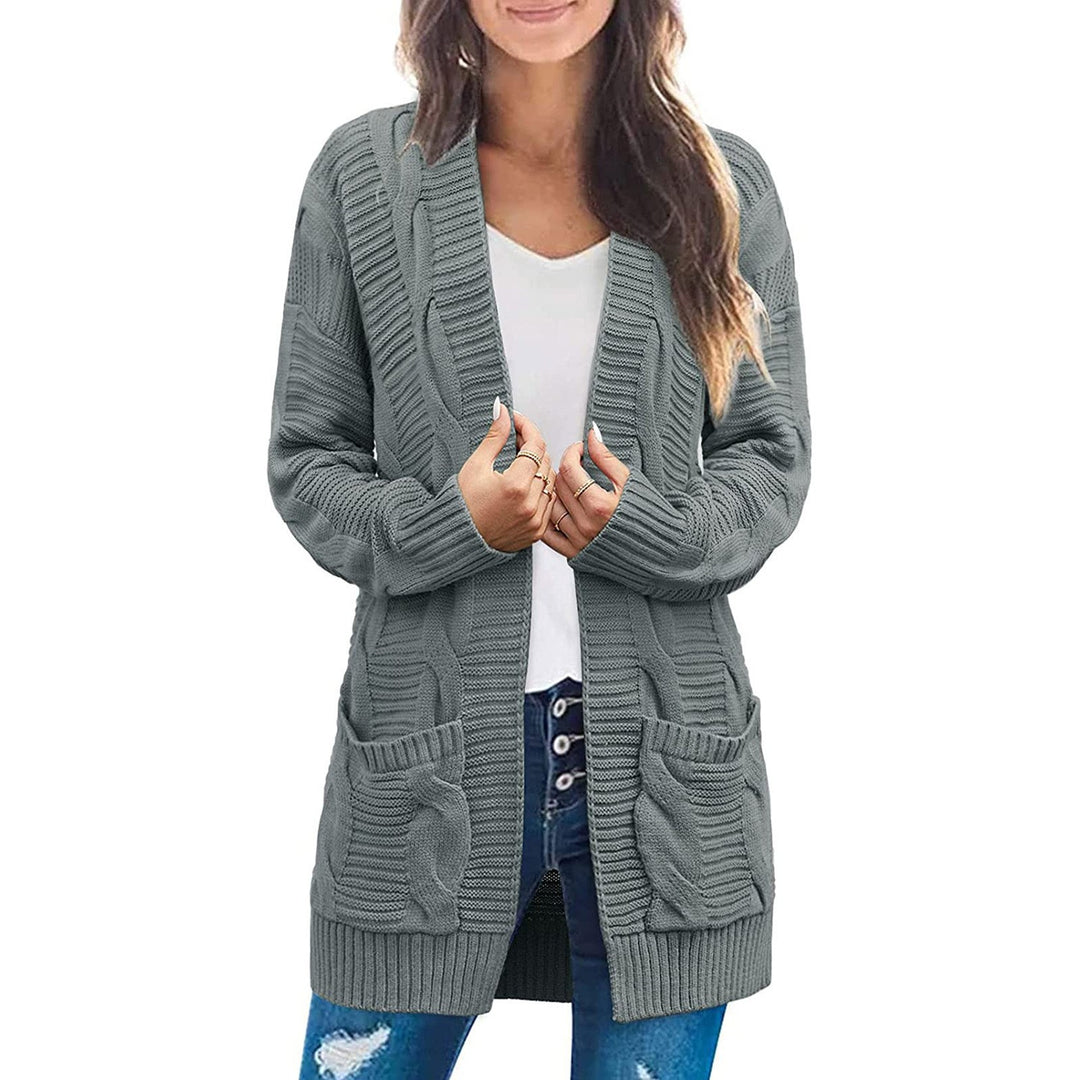 Damen Grobstrickcardigan mit großen Taschen und strukturiertem Muster Fudus