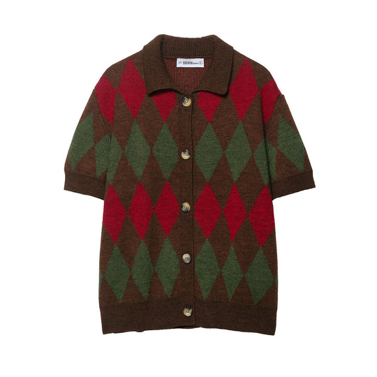 Damen kurzärmliger Jacquard-Cardigan Fudus