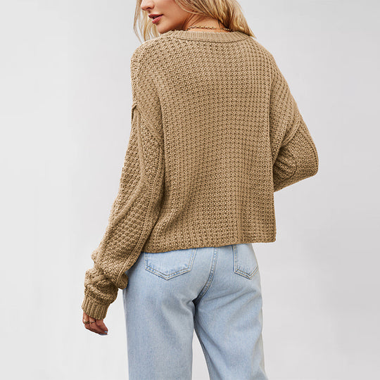 Damen Grobstrickpullover mit strukturiertem Zopfmuster Fudus