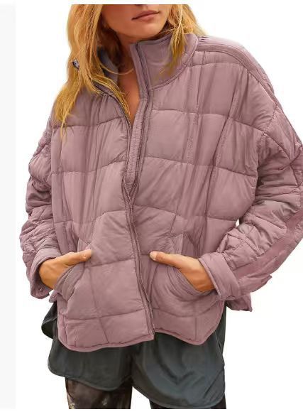 Damen Leichte Steppjacke mit hohem Kragen und praktischen Taschen Fudus