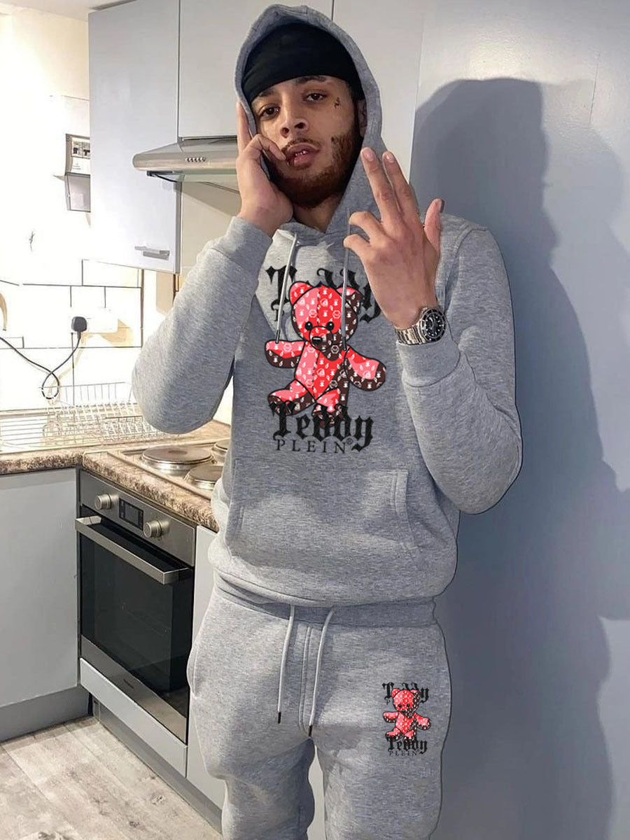 Damen Hoodie und Jogginghose Set mit auffälligem Teddy-Motiv Fudus