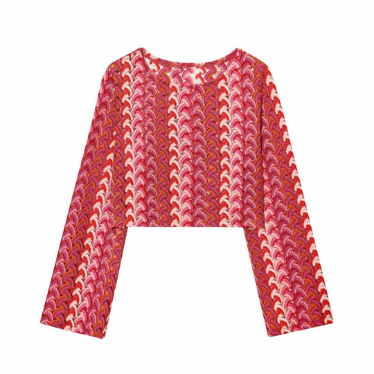 Damen Hochtaillierte Palazzo-Hose mit modernem Wellenmuster Fudus