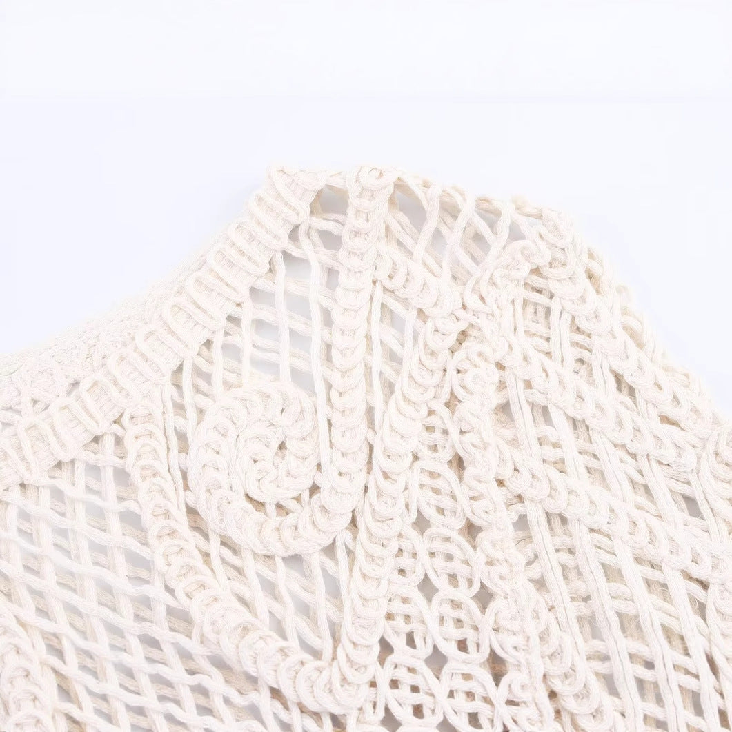 Damen handgehäkelter Cropped Pullover Fudus