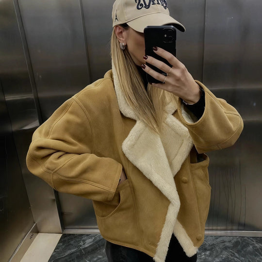 Damen Kuschelige Oversized Jacke Fudus