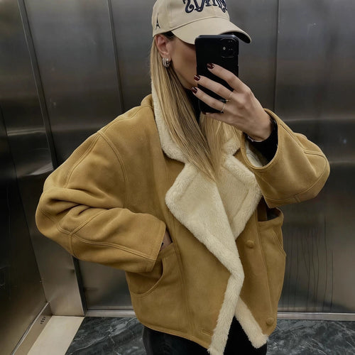 Damen Kuschelige Oversized Jacke Fudus