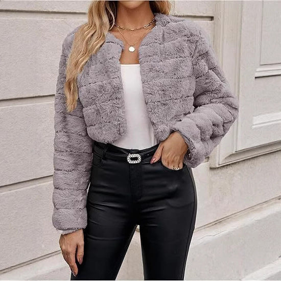 Damen modischer Leopardenplüschjacke Fudus