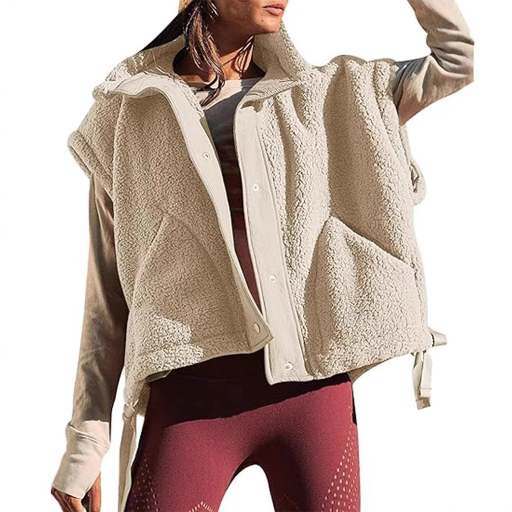 Damen kuschelige Weste aus Teddy-Fleece Fudus