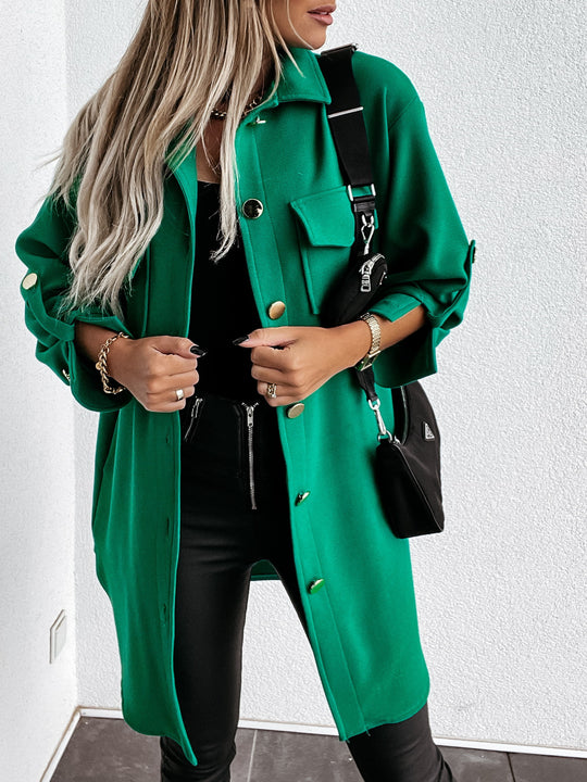 Damen Langarmjacke mit eleganter Knopfleiste und praktischen Taschen Fudus